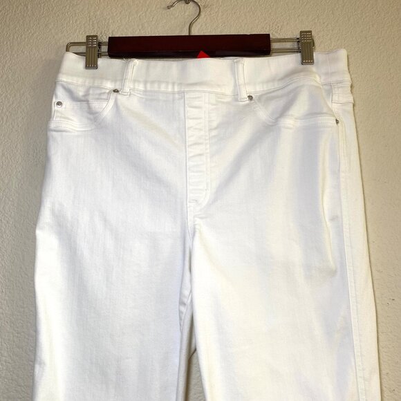 Spanx Flare Bootcut High Rise Pull-On Raw Hem Cropped Stretch Jeans White Large - Picture 4 of 11